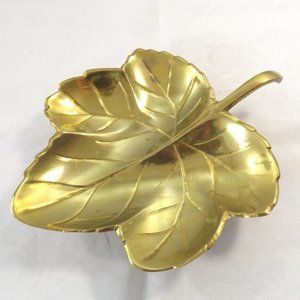 Vintage Brass Leaf Trinket Dish